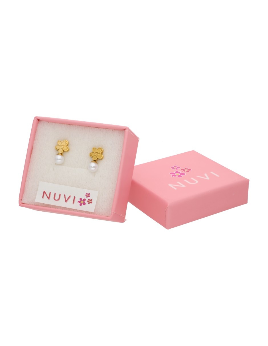 Broqueles de flor Nuvi con acabado pulido