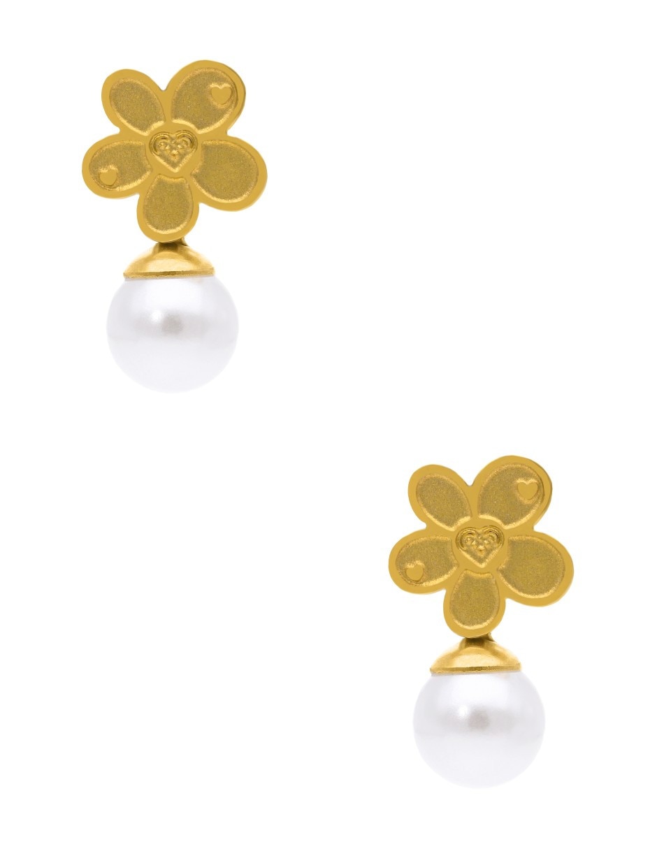Broqueles de flor Nuvi con acabado pulido
