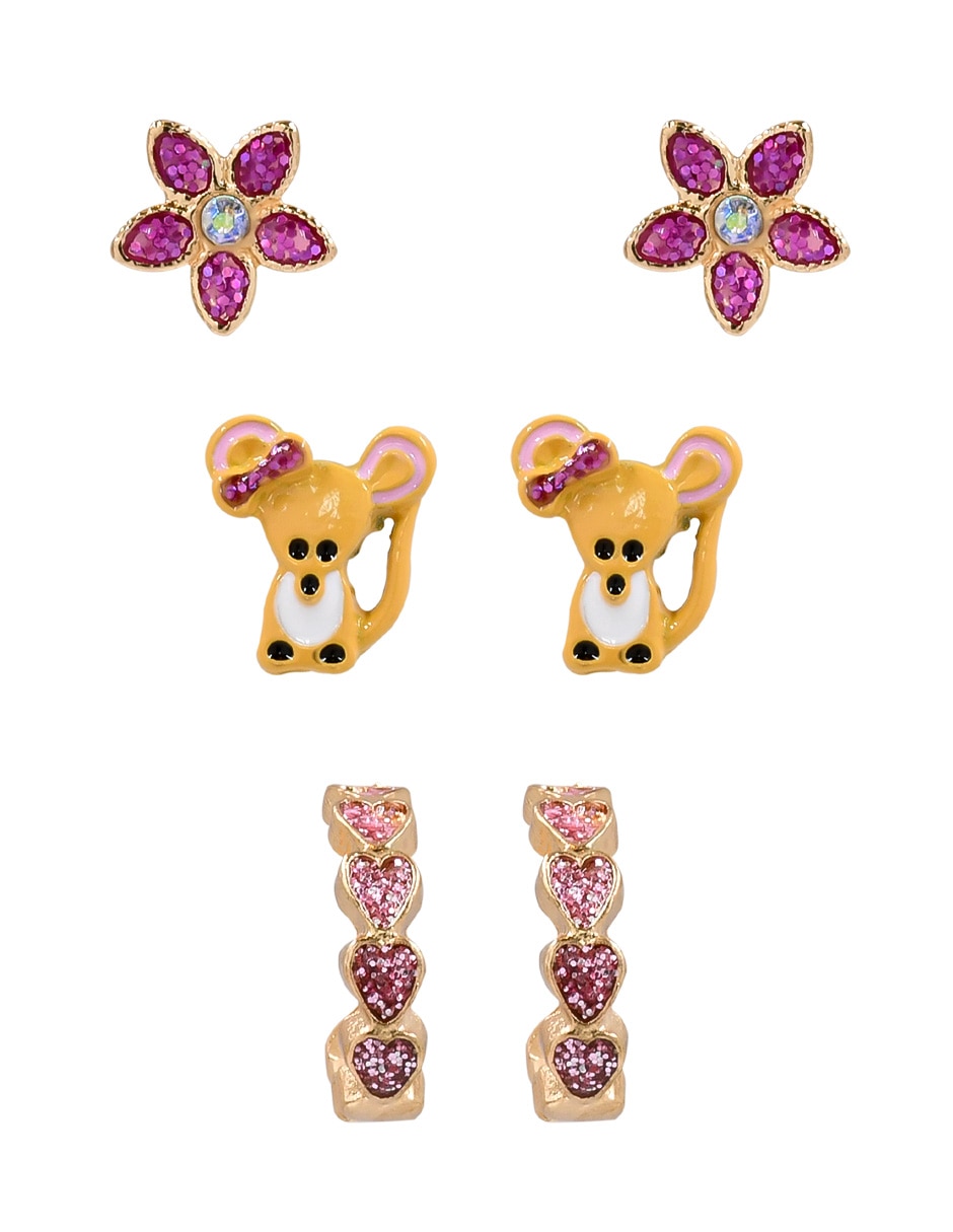 Set de aretes de flor con acabado brillante Set de aretes de flor con acabado brillante