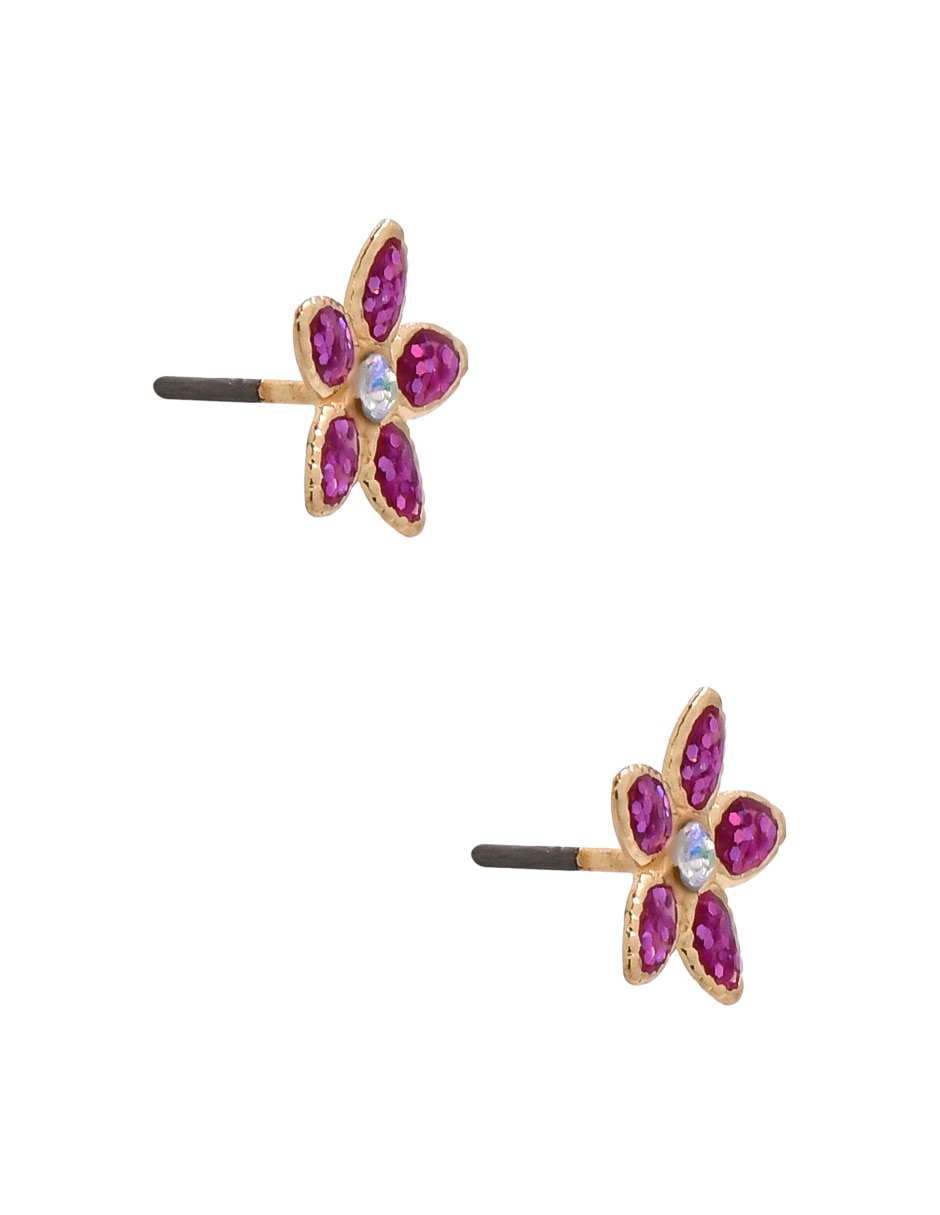 Set de aretes de flor con acabado brillante 2