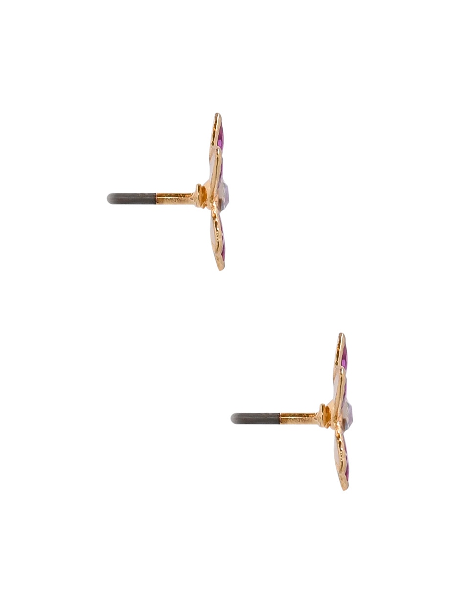 Set de aretes de flor con acabado brillante 3