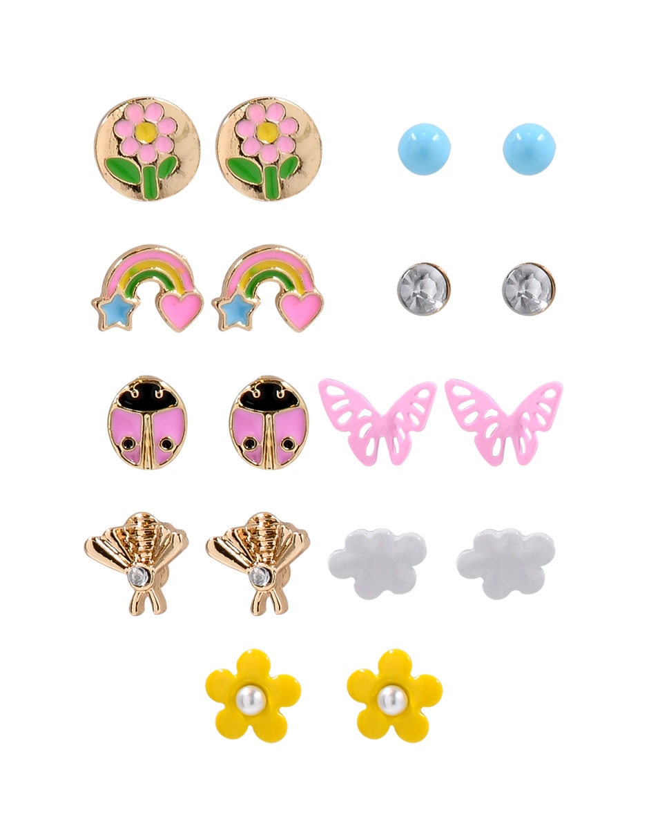 Aretes de flor con acabado brillante