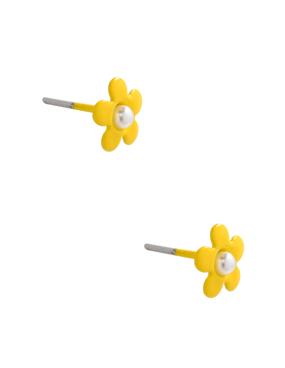 Aretes de flor con acabado brillante 2