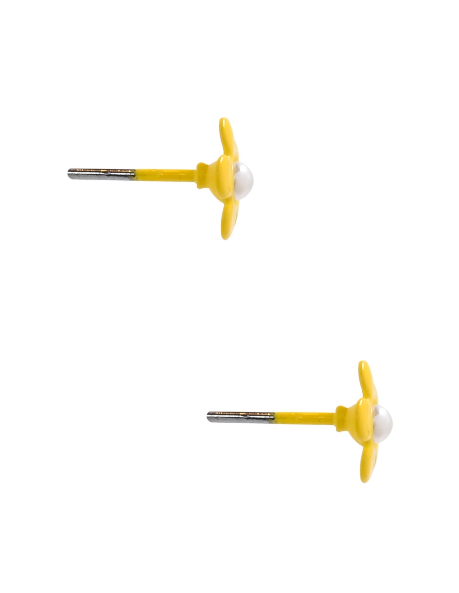 Aretes de flor con acabado brillante 3