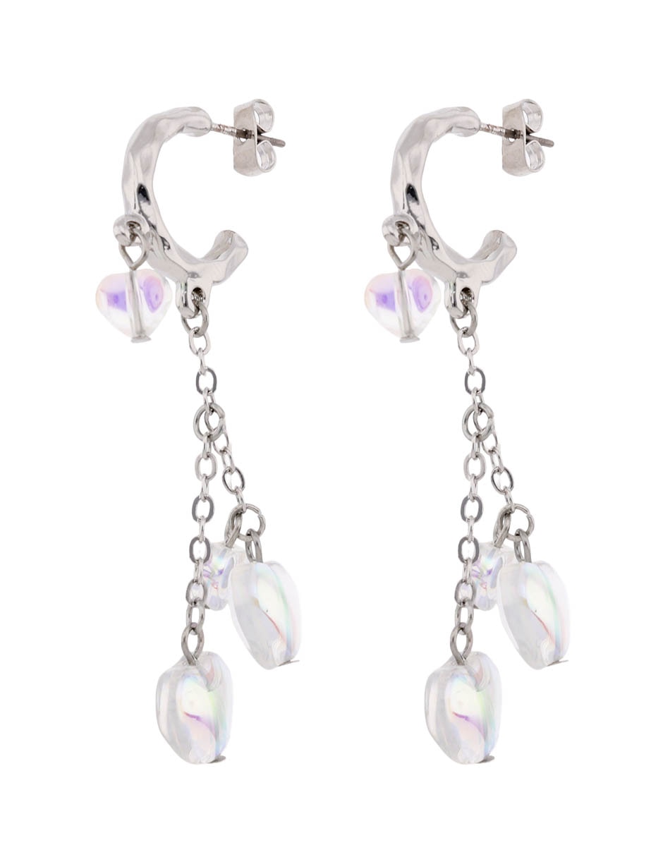 Aretes de corazón con acabado brillante 2