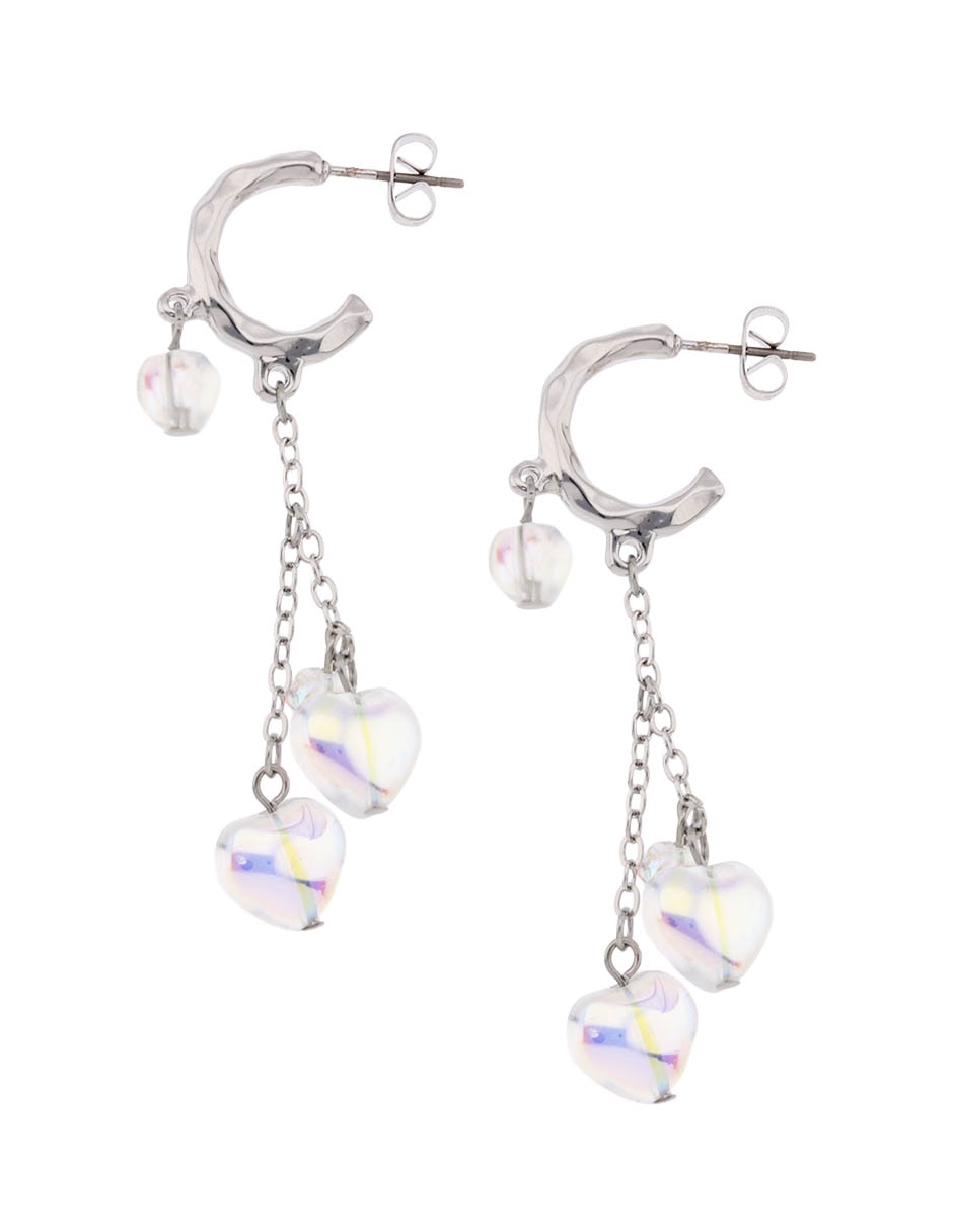 Aretes de corazón con acabado brillante 3