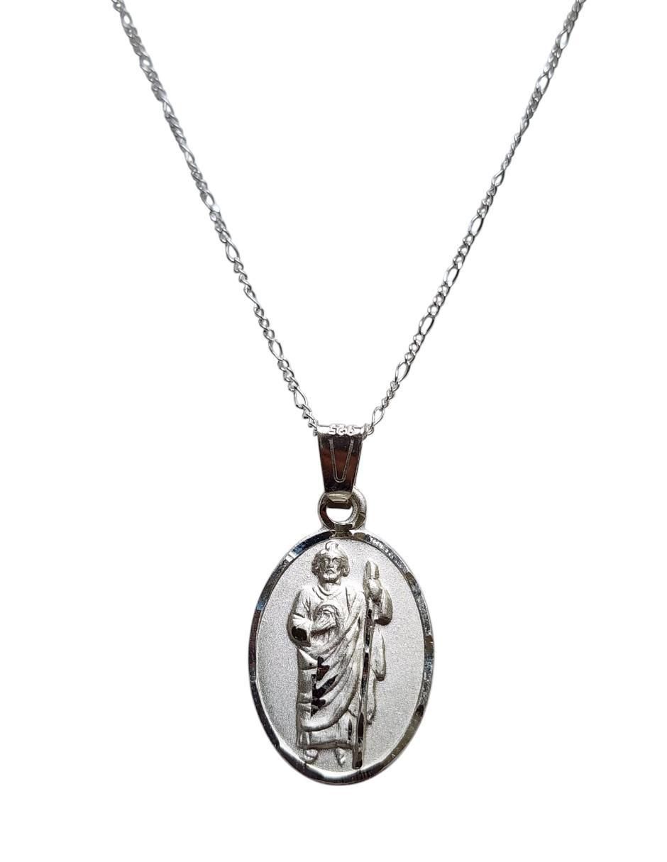 Medalla y cadena San Judas Tadeo de ovalado Religioso de plata P 925 Medalla y cadena San Judas Tadeo de ovalado Religioso de plata P 925