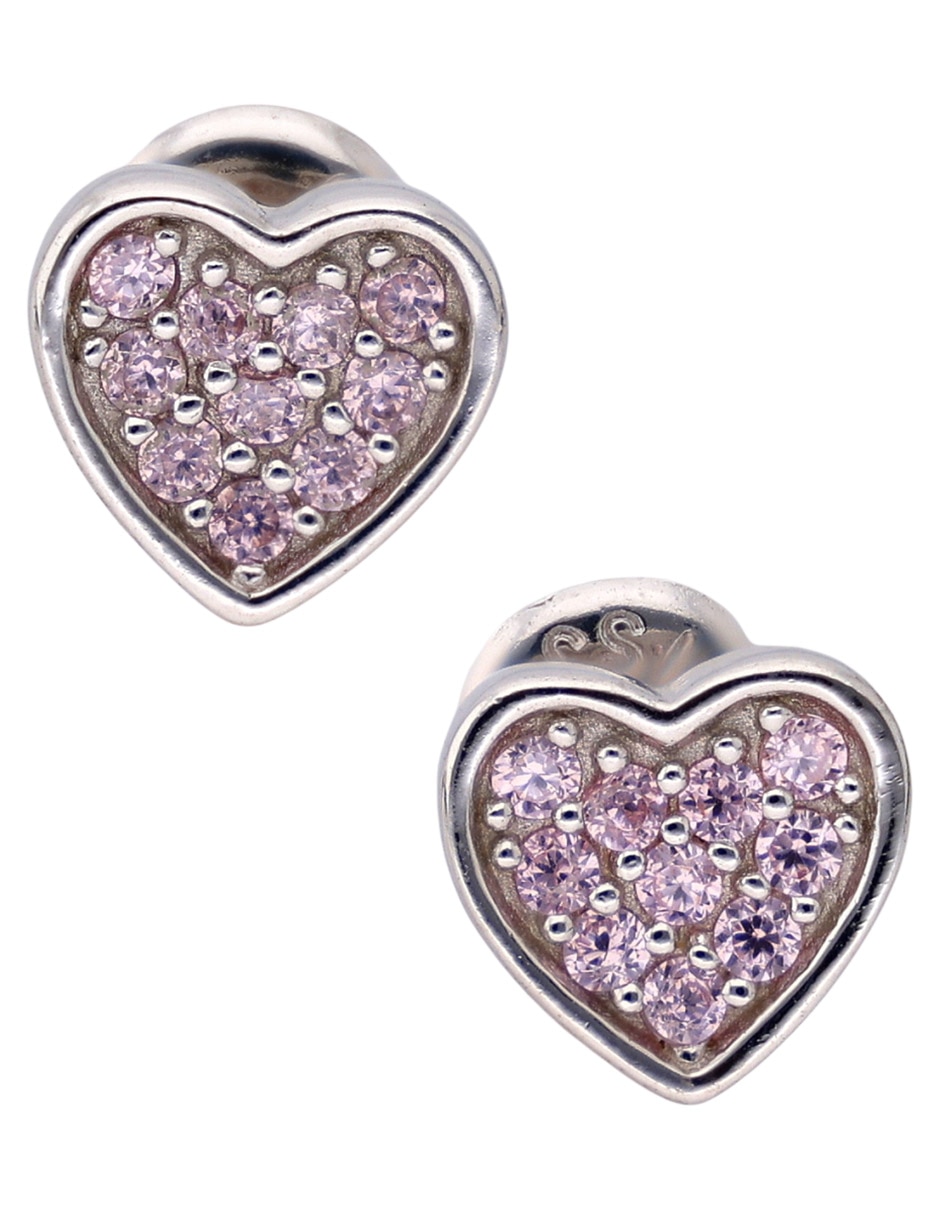 Aretes de corazón de plata P 925 con acabado pavé Aretes de corazón de plata P 925 con acabado pavé