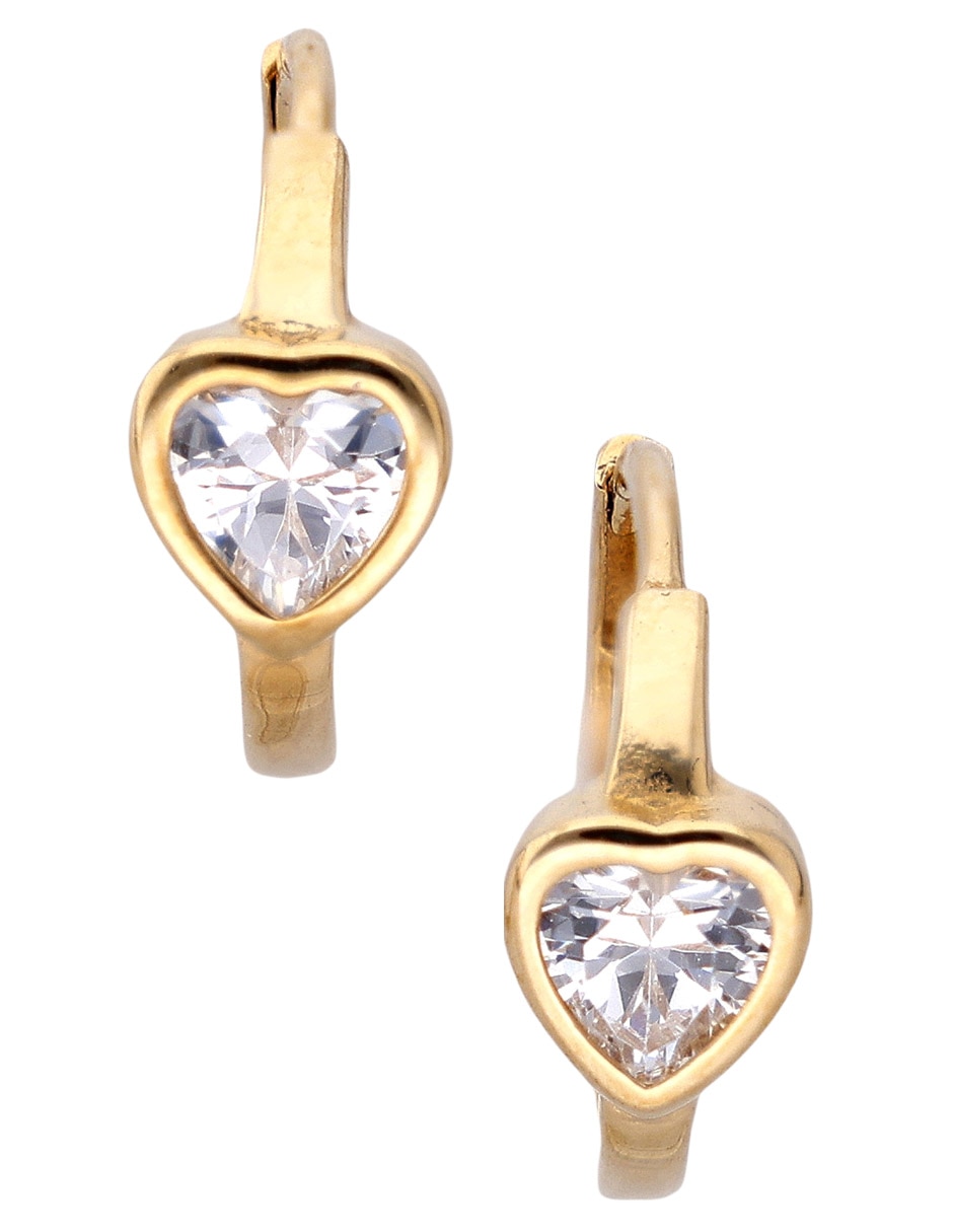 Aretes de corazón de oro 14 K con acabado pavé Aretes de corazón de oro 14 K con acabado pavé