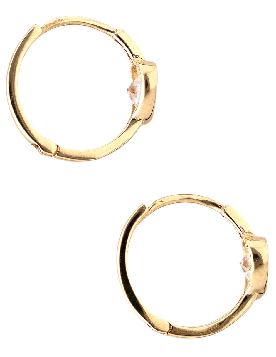 Aretes de corazón de oro 14 K con acabado pavé 3