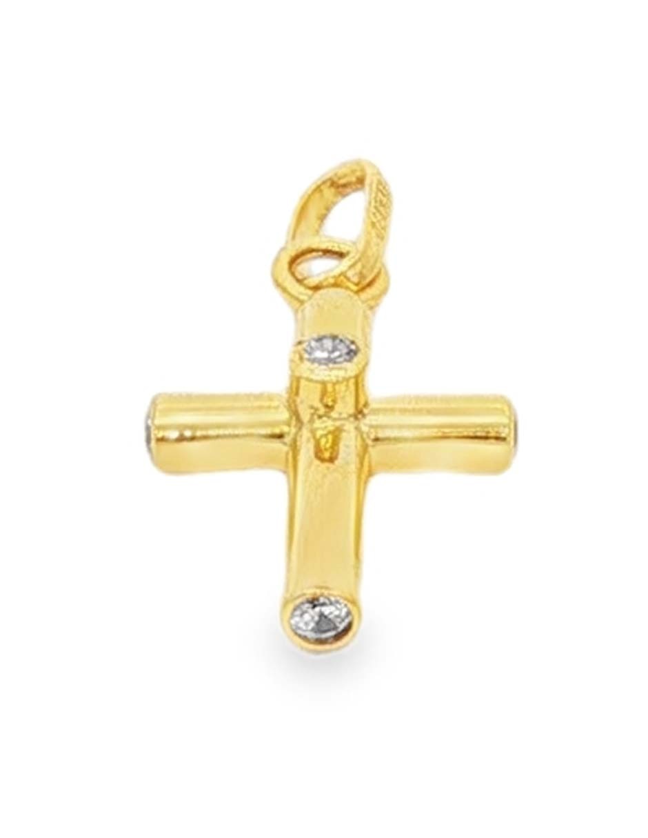 Dije de cruz de oro amarillo 14 K zirconia Dije de cruz de oro amarillo 14 K zirconia