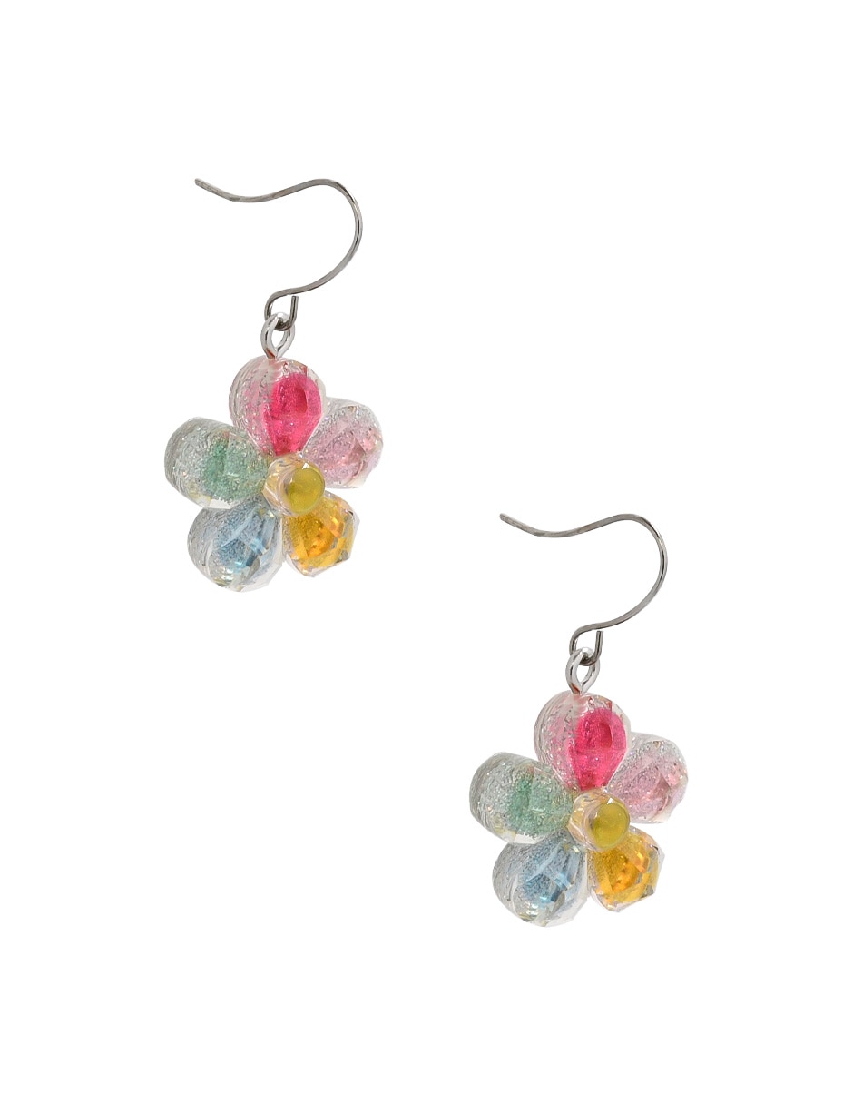 Aretes de flor con acabado brillante 2