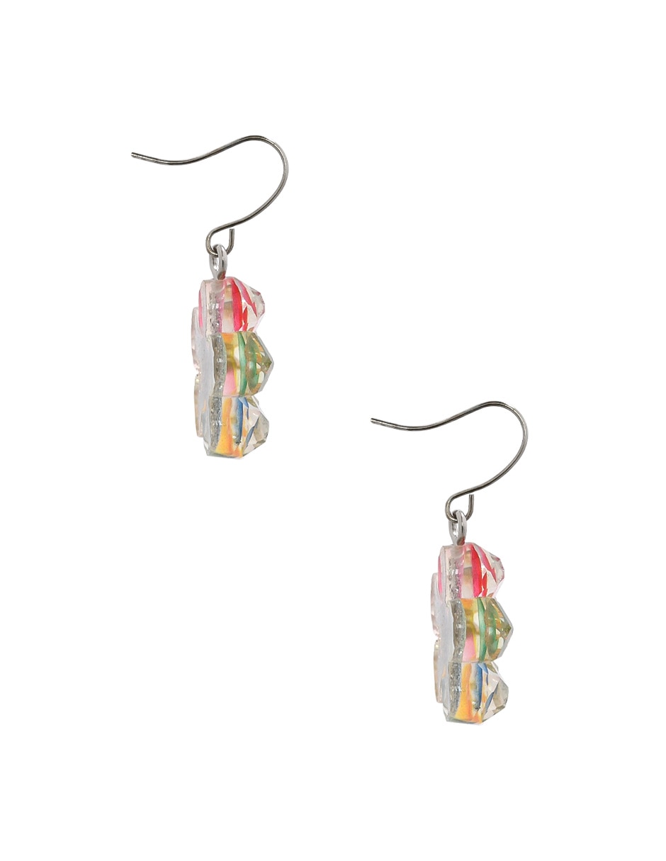 Aretes de flor con acabado brillante 3