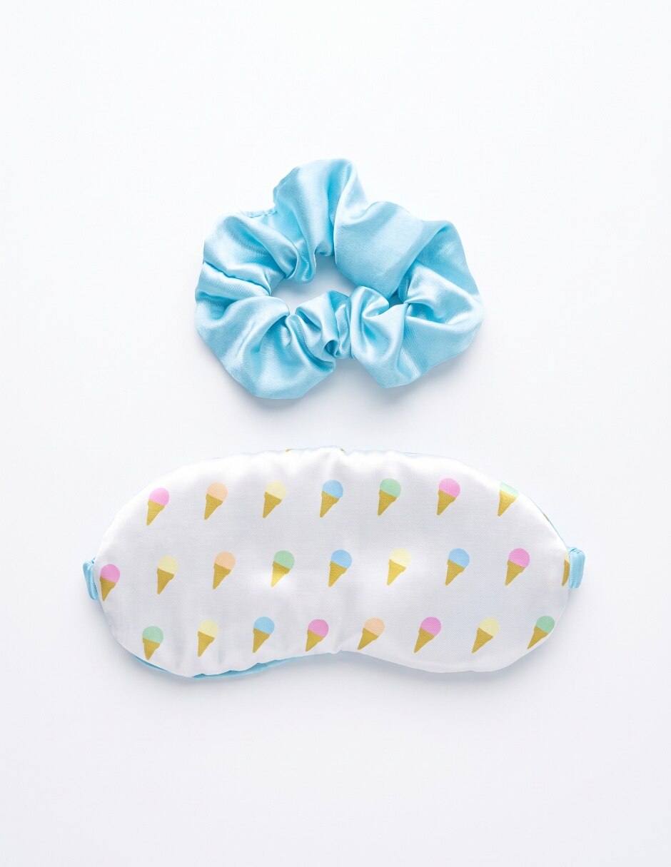 Set satin eye mask and scrunchie