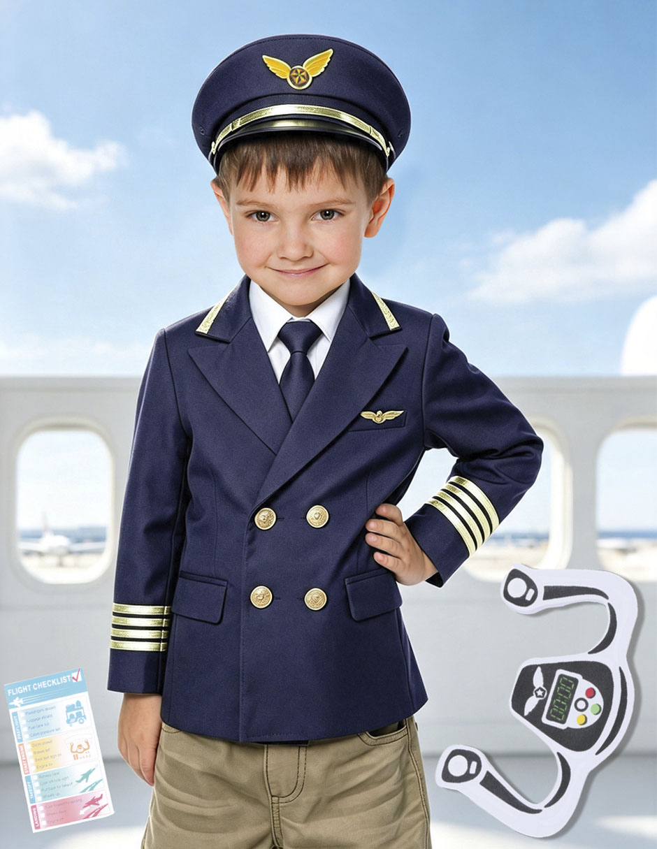 Set de ropa piloto juego de rol para niños 4