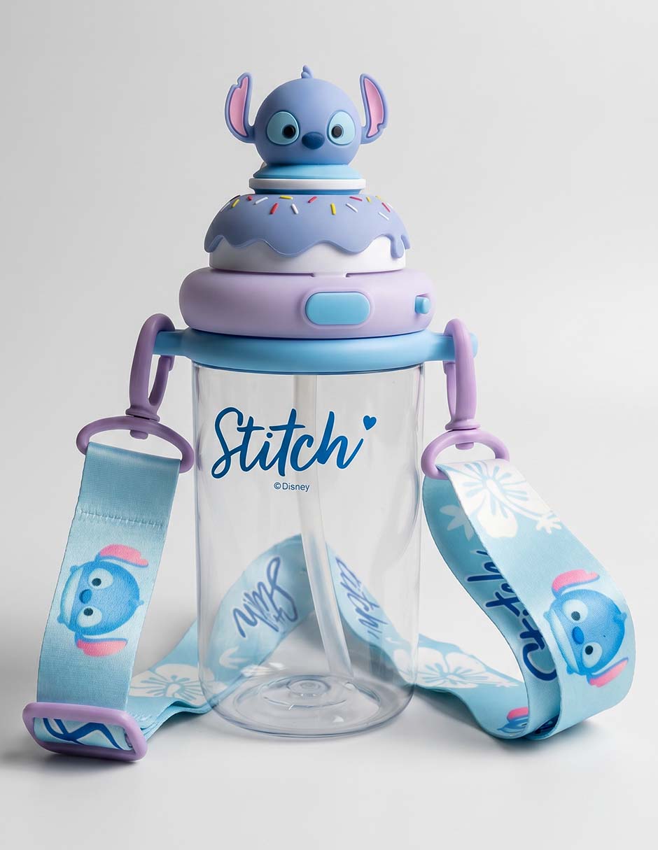 Termo de plástico Stitch con tapa rosca 500 ml