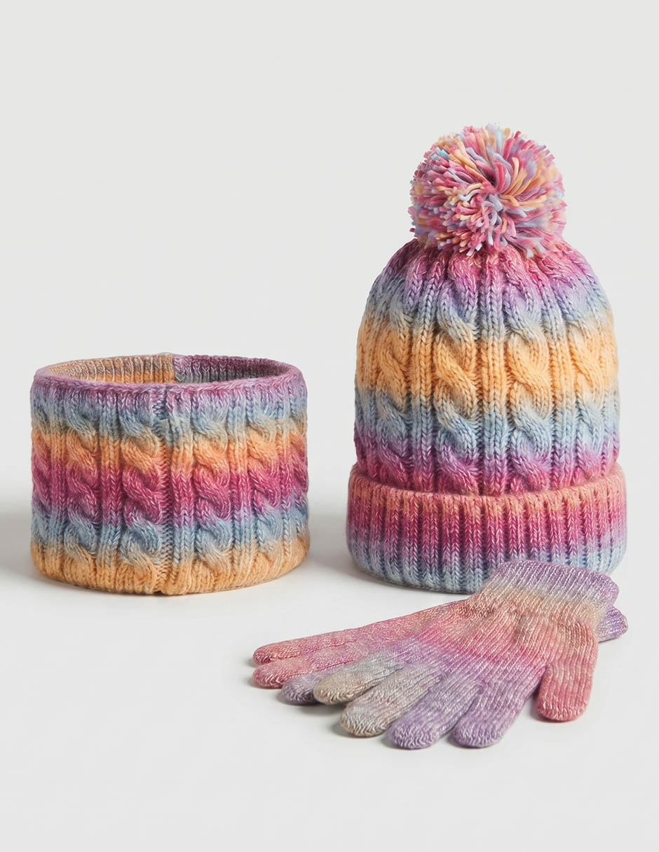 Set bufanda estampado degradado de niña 2