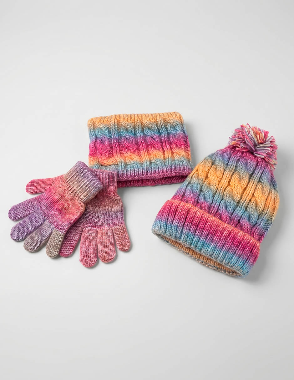 Set bufanda estampado degradado de niña 3