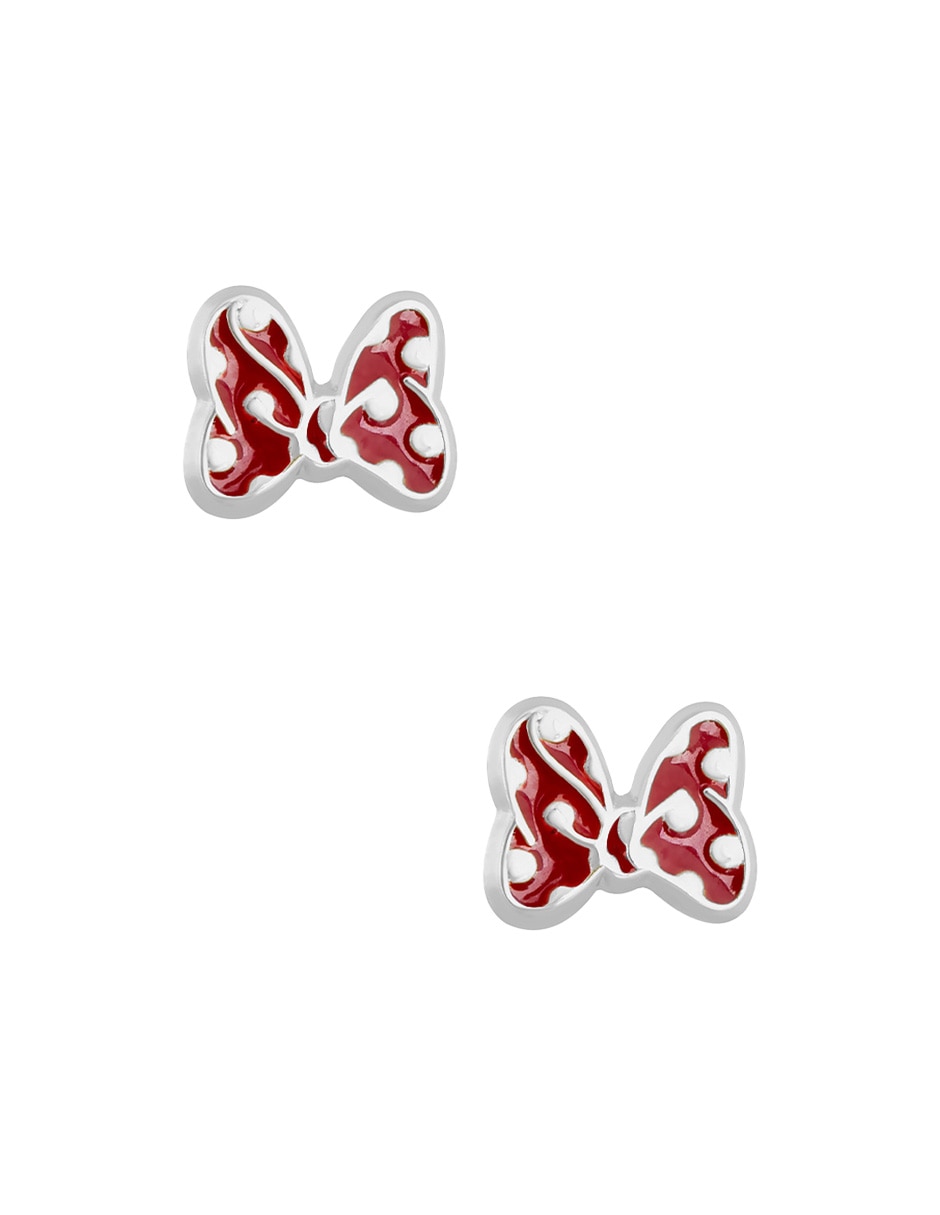 Broqueles de moño minnie disney alta joyeria de plata p 925 con acabado pulido