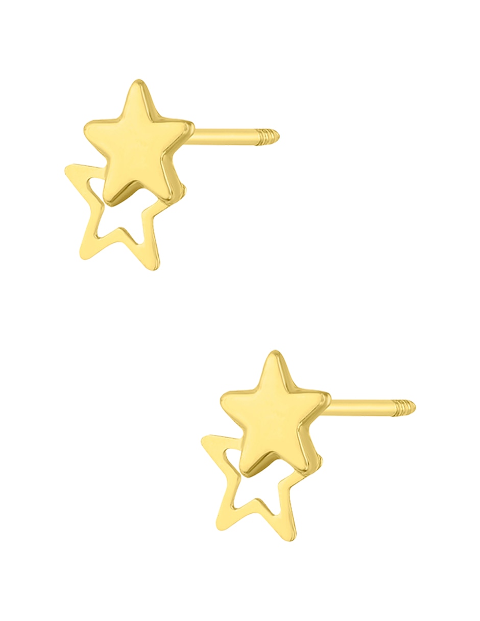Broqueles de estrella sabelli alta joyeria de oro amarillo 14 k con acabado pulido