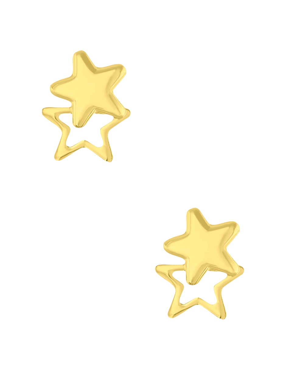 Broqueles de estrella alta joyeria de oro amarillo 14 k con acabado pulido
