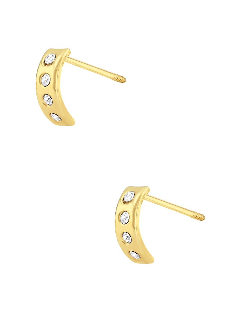Broqueles de circular sabelli alta joyeria de oro amarillo 14 k con acabado pulido zirconia