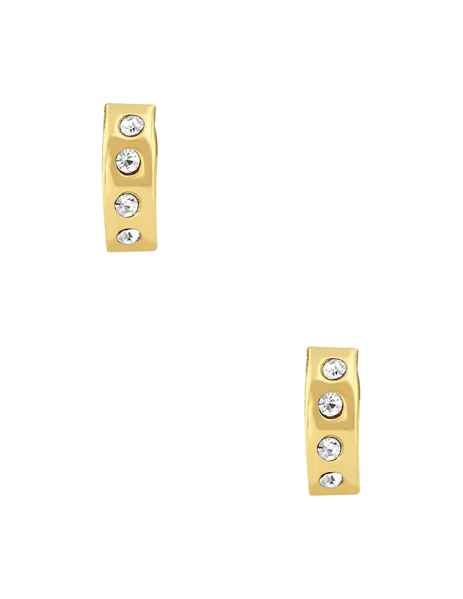 Broqueles de circular alta joyeria de oro amarillo 14 k con acabado pulido zirconia