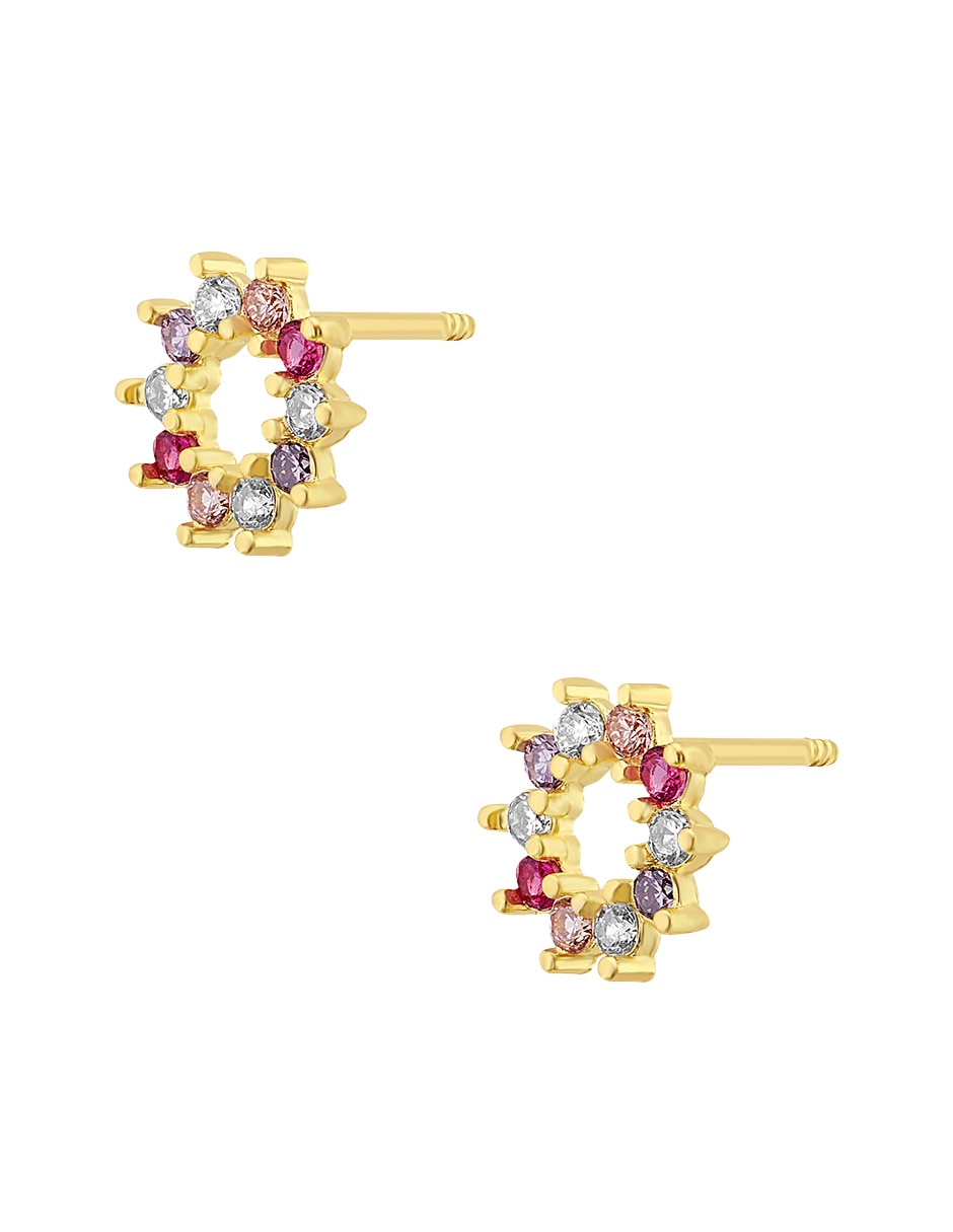 Broqueles Sabelli de oro amarillo 14k con acabado pulido zirconia