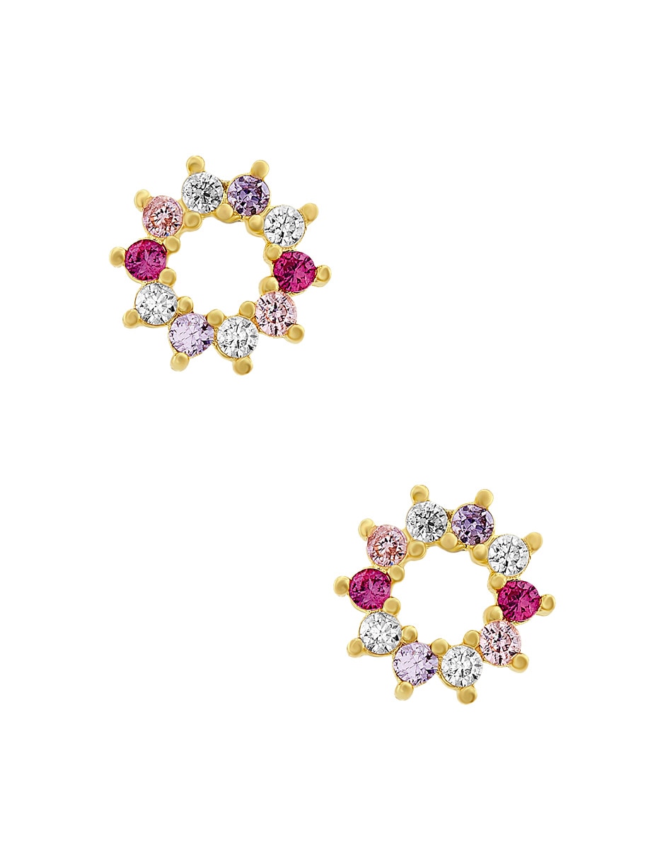 Broqueles Sabelli de oro amarillo 14k con acabado pulido zirconia