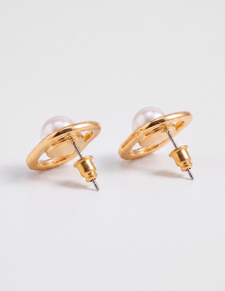 Broqueles redondos de oro amarillo 14 K con acabado pulido 3