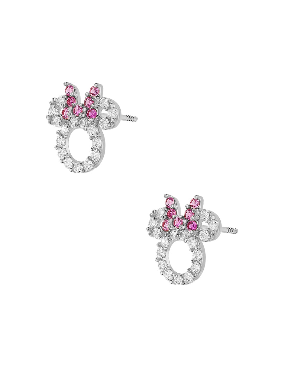 Broqueles Minnie de plata P 925 con acabado pulido zirconia 3