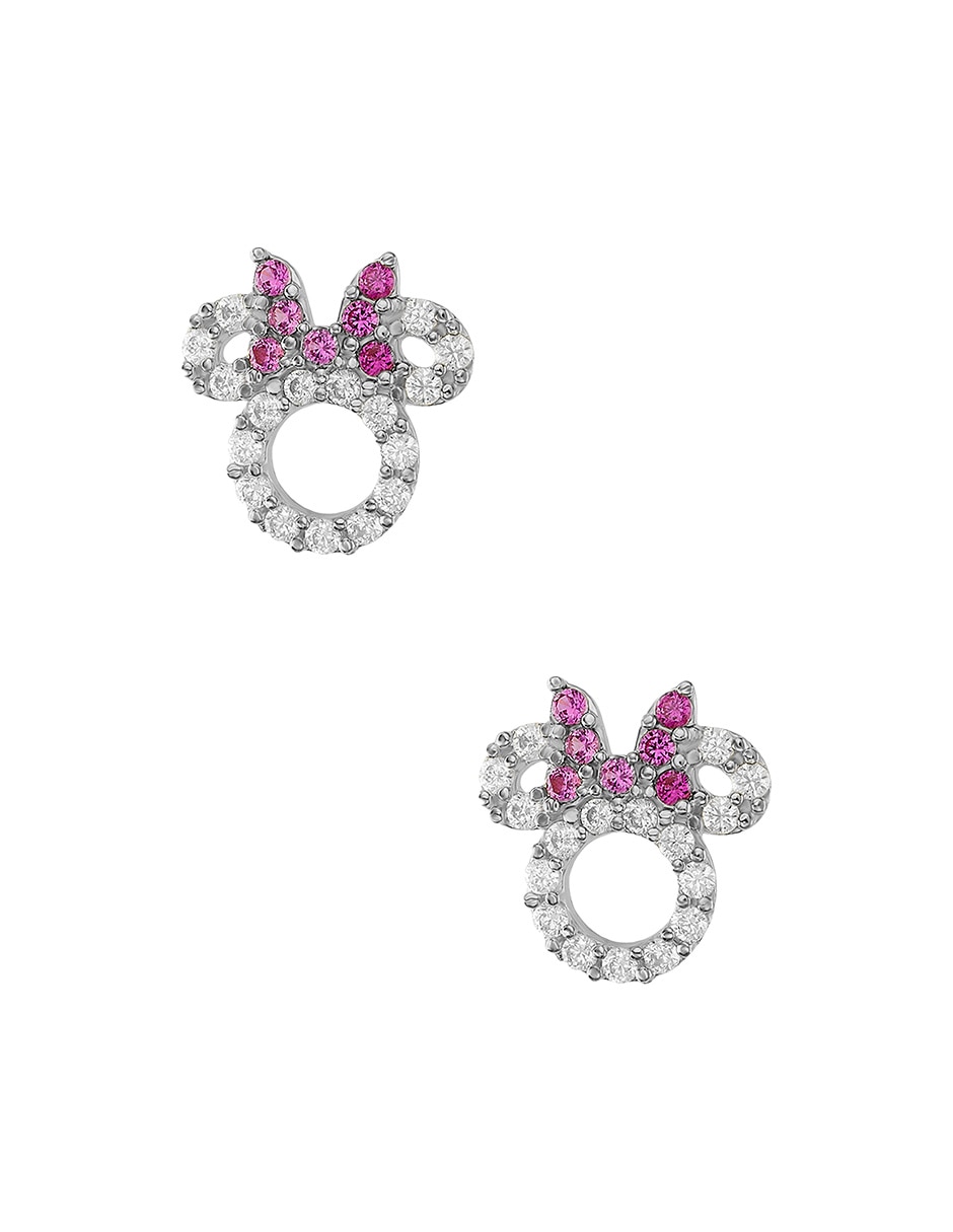 Broqueles Minnie de plata P 925 con acabado pulido zirconia Broqueles Minnie de plata P 925 con acabado pulido zirconia