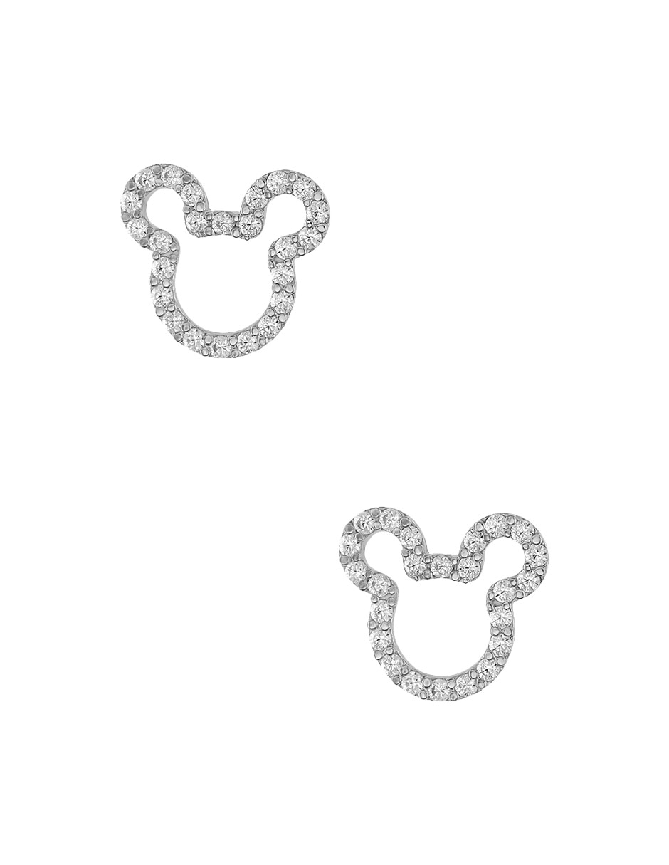 Broqueles Mickey de plata P 925 con acabado pulido zirconia