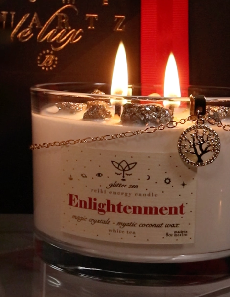 Kit de vela Home Enlightenment 16OZ 3 piezas aroma té blanco y jengibre