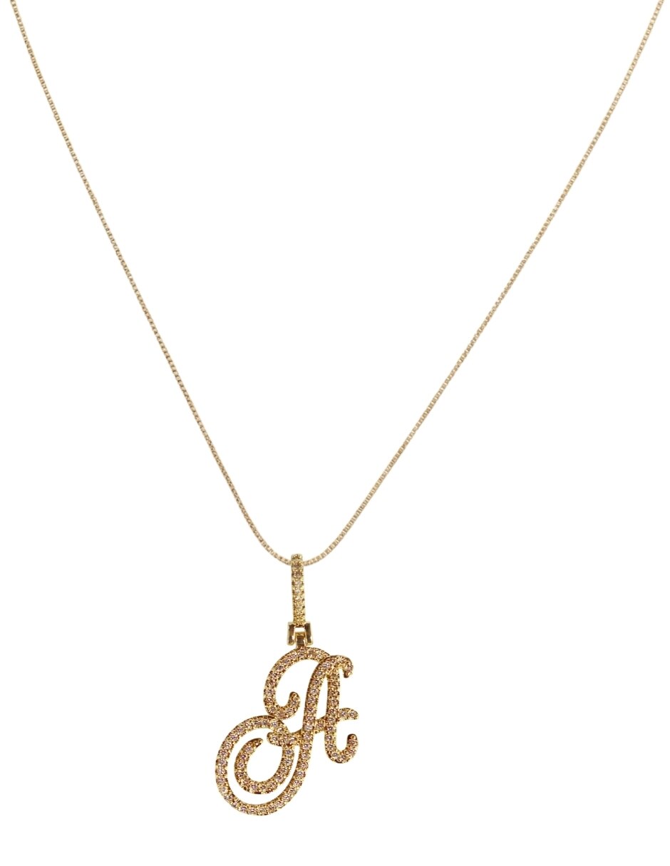 Collar con dije de letras de oro laminado 14 K 2