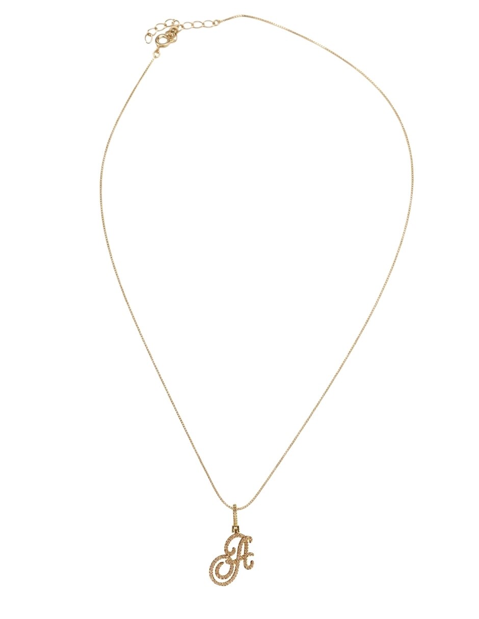 Collar con dije de letras de oro laminado 14 K 3