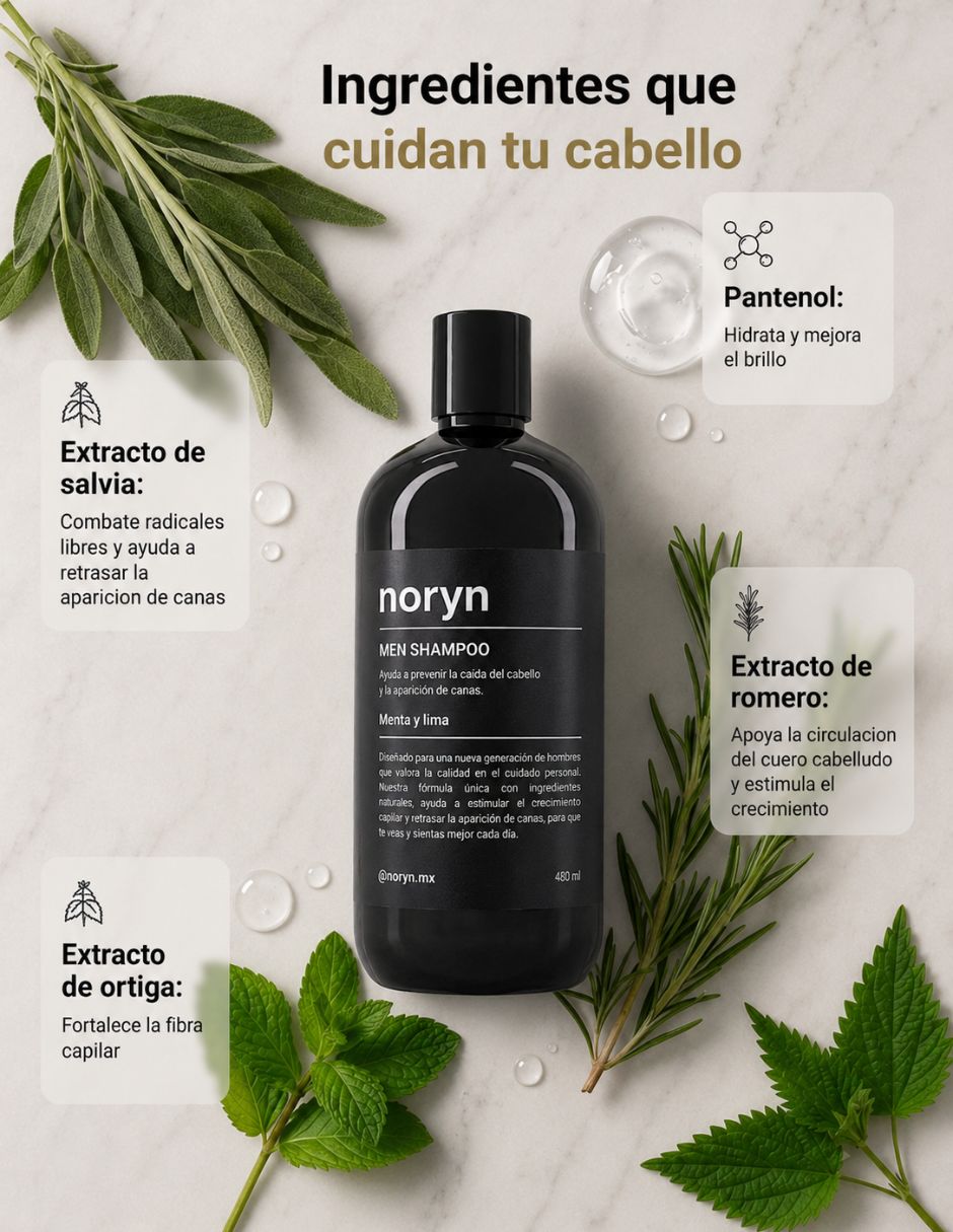 Shampoo para cabello Menta y Lima 480 ml 3