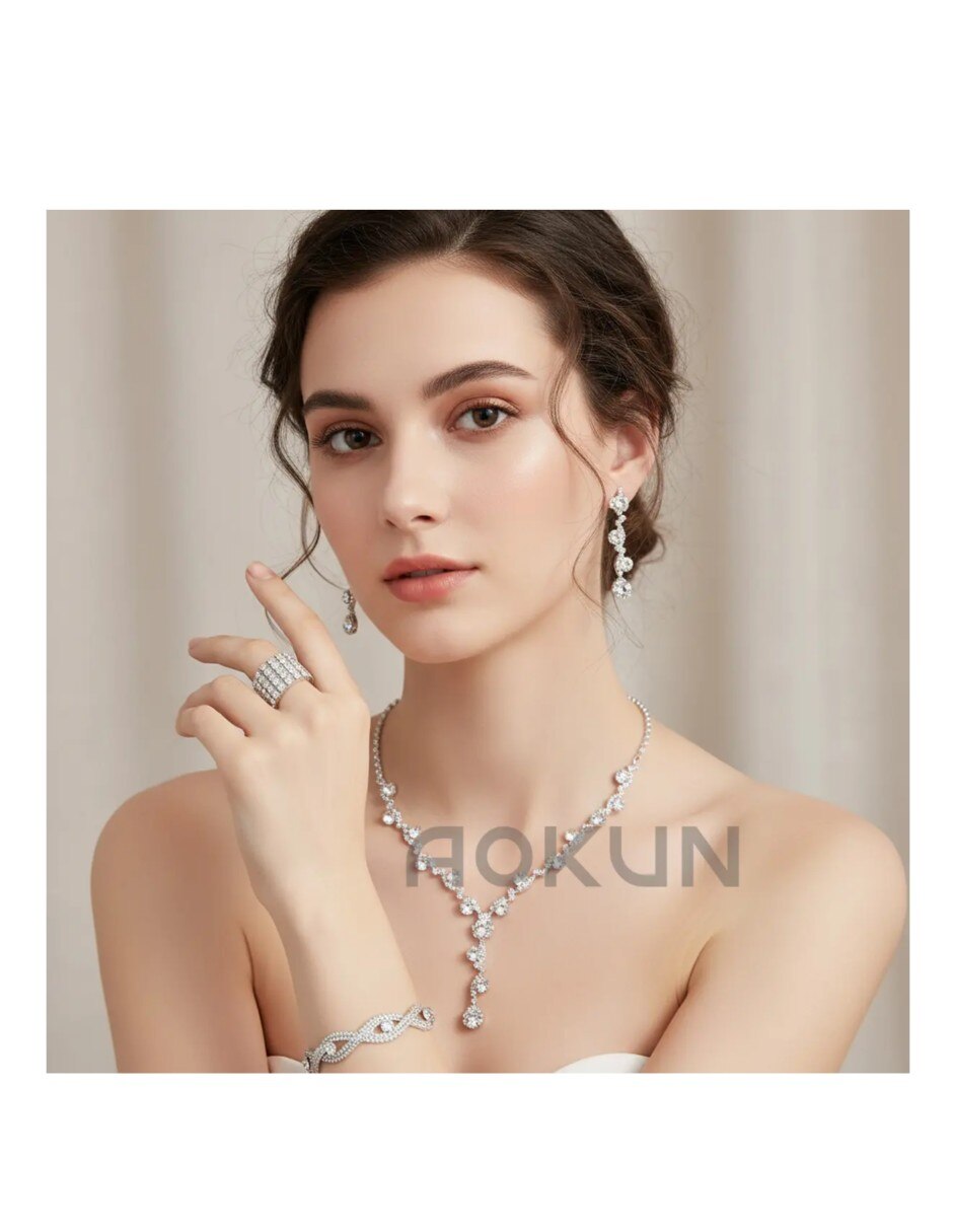 Aretes, collar y pulsera Friends cristal 4