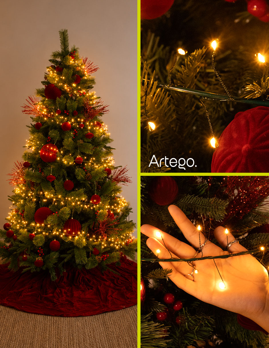 Serie luces de led Navidad Haine Luz Cálida Cable De Acero Verde con 600 focos 2