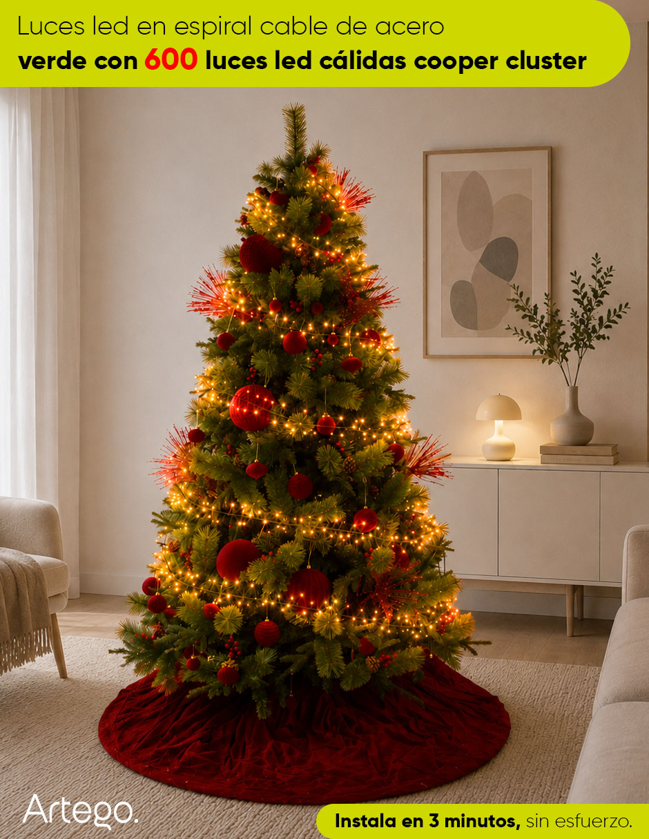 Serie luces de led Navidad Haine Luz Cálida Cable De Acero Verde con 600 focos 3