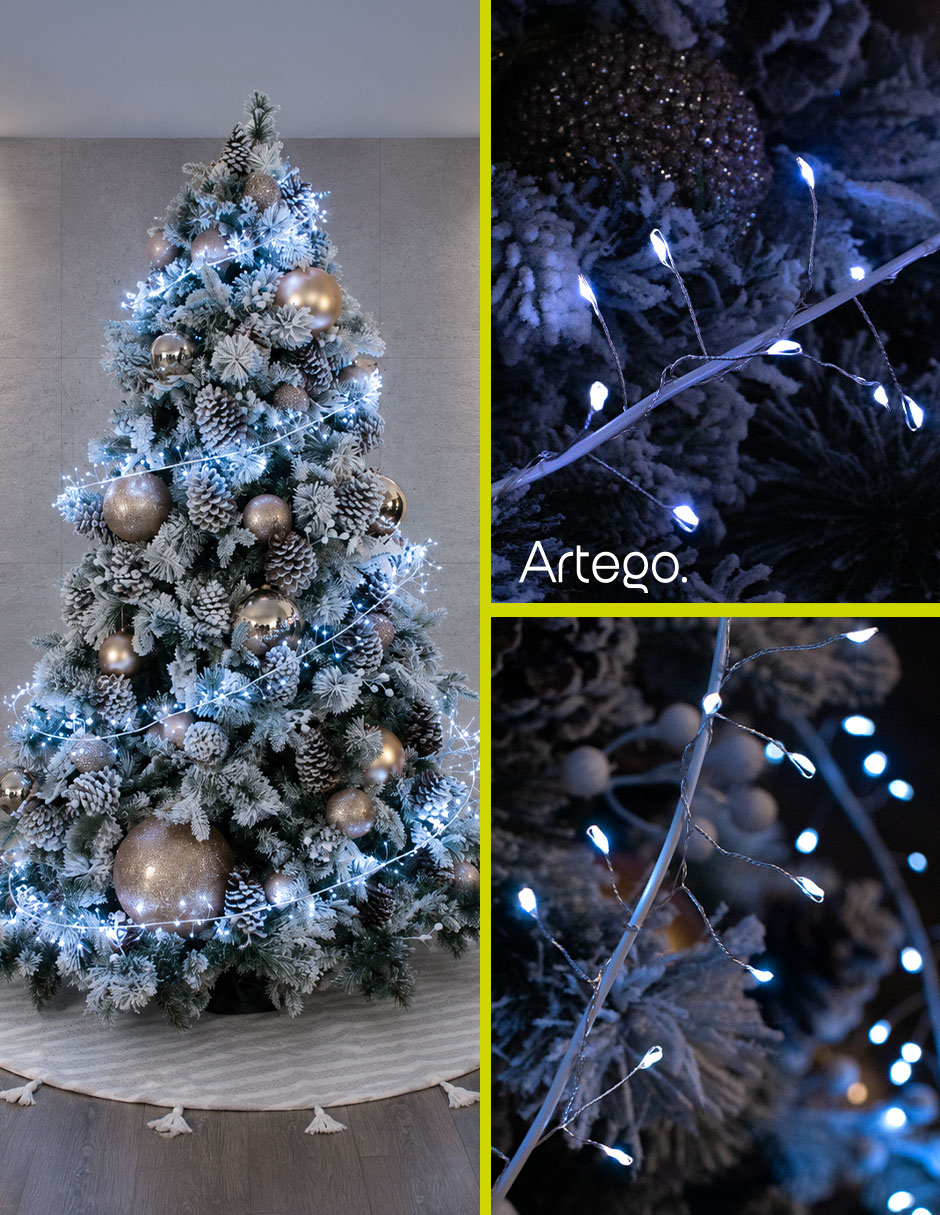 Serie luces de led Navidad Kotze Luz Blanca Cable De Acero Blanco con 600 focos 3