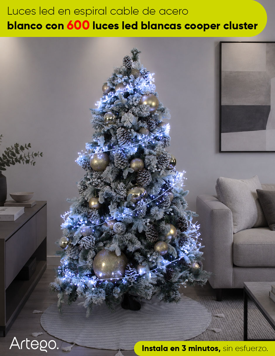 Serie luces de led Navidad Kotze Luz Blanca Cable De Acero Blanco con 600 focos 4