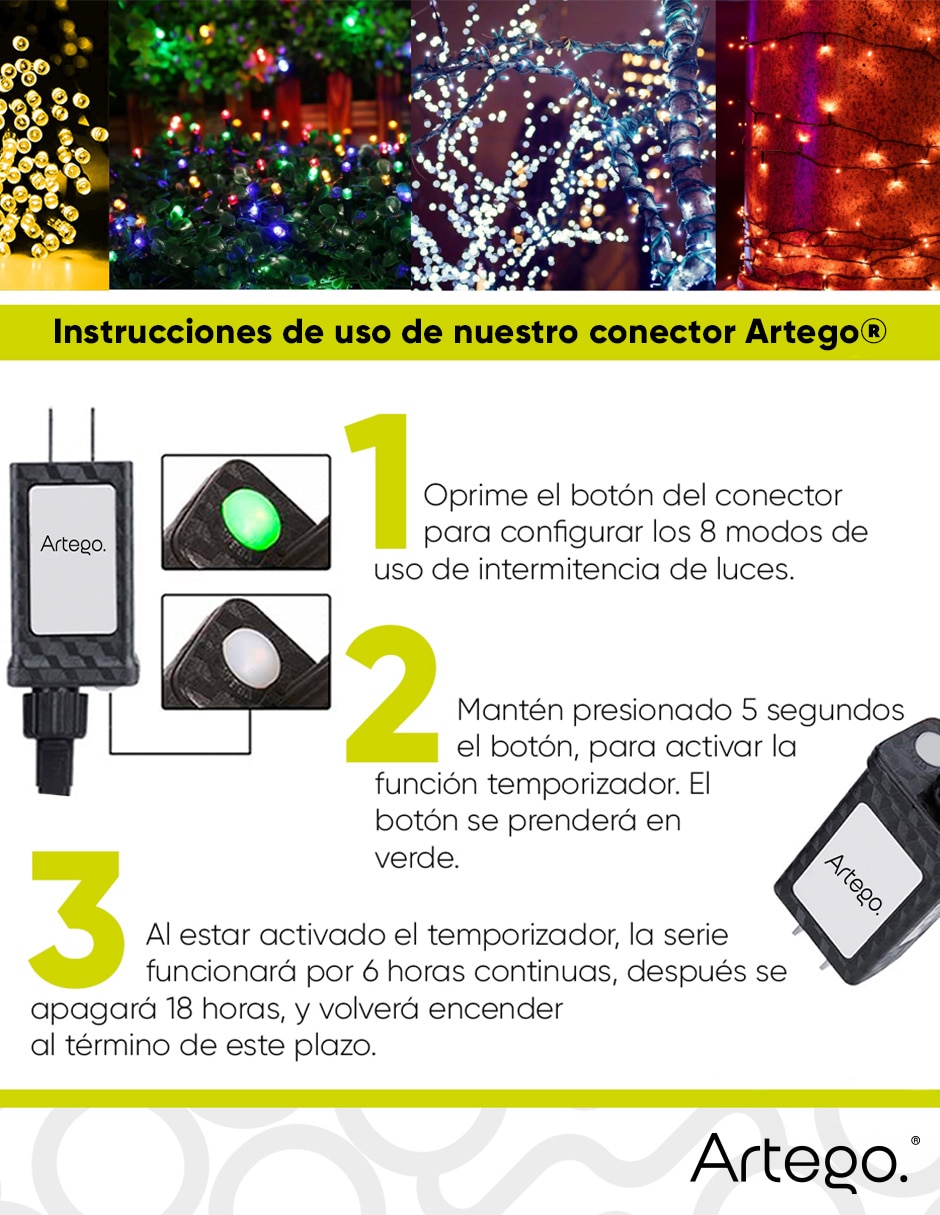 Serie luces led navidad cooper cluster con 1200 focos 2