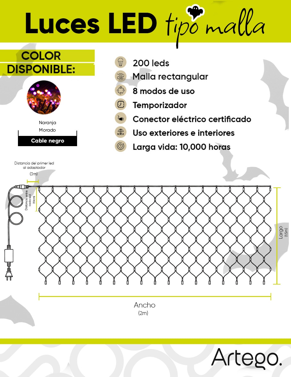 Serie luces led malla de halloween voodoo con 200 focos 6