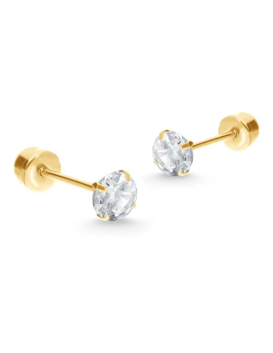Broqueles de diamante de oro 14 K con acabado brillante Broqueles de diamante de oro 14 K con acabado brillante