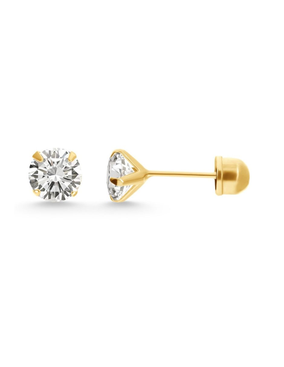 Broqueles de diamante de oro 14 K con acabado brillante 2