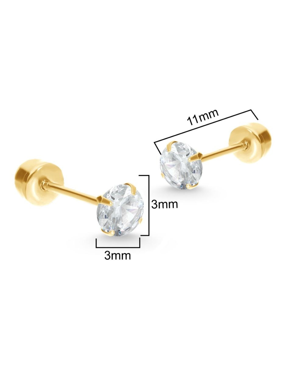 Broqueles de diamante de oro 14 K con acabado brillante 3