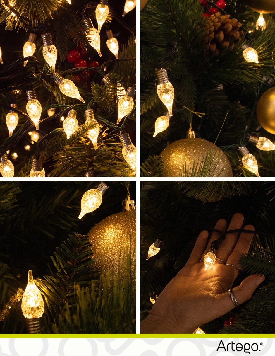 Serie luces led navidad vintage style kodiak con 100 focos 2
