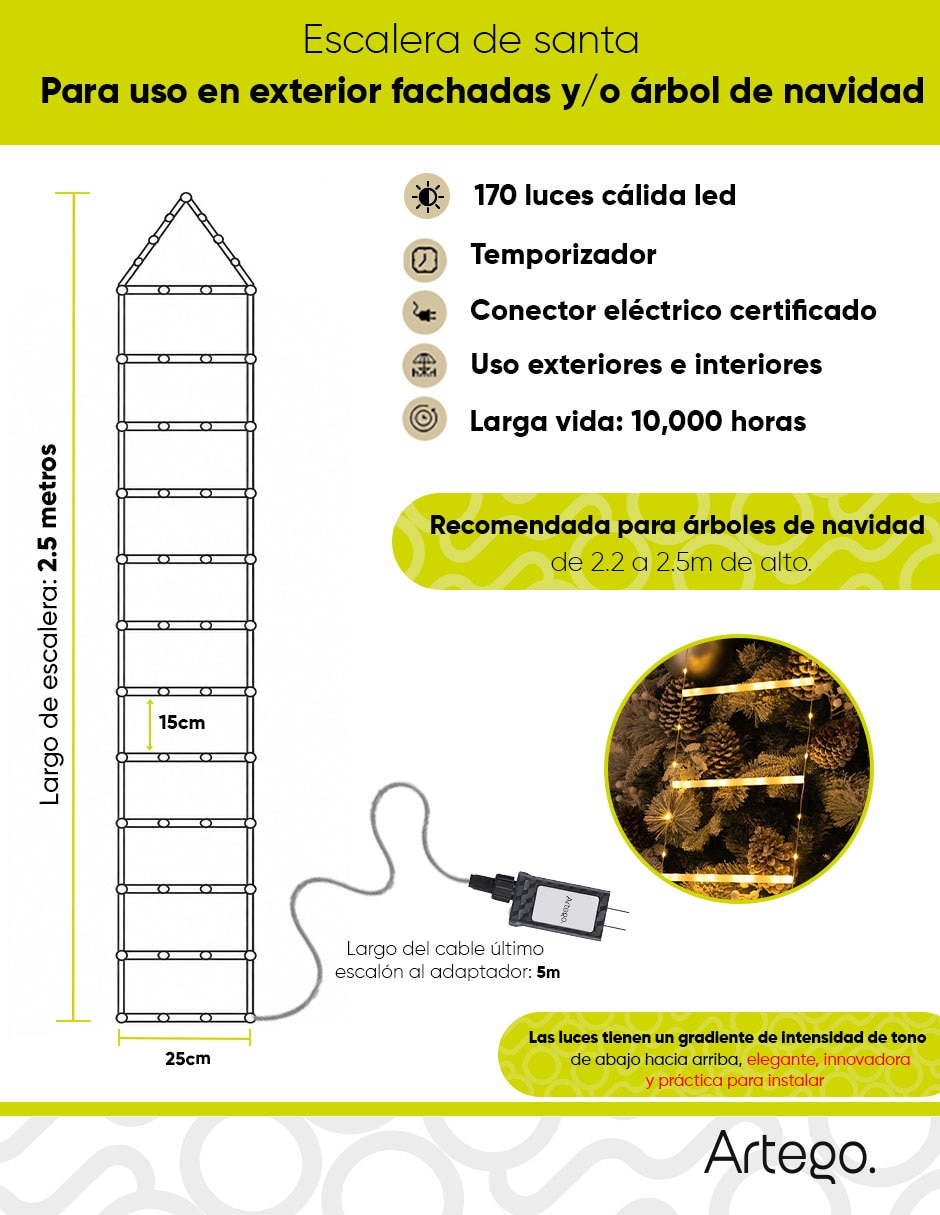 Serie luces led navidad escalera de santa modelo adak con 170 focos 6