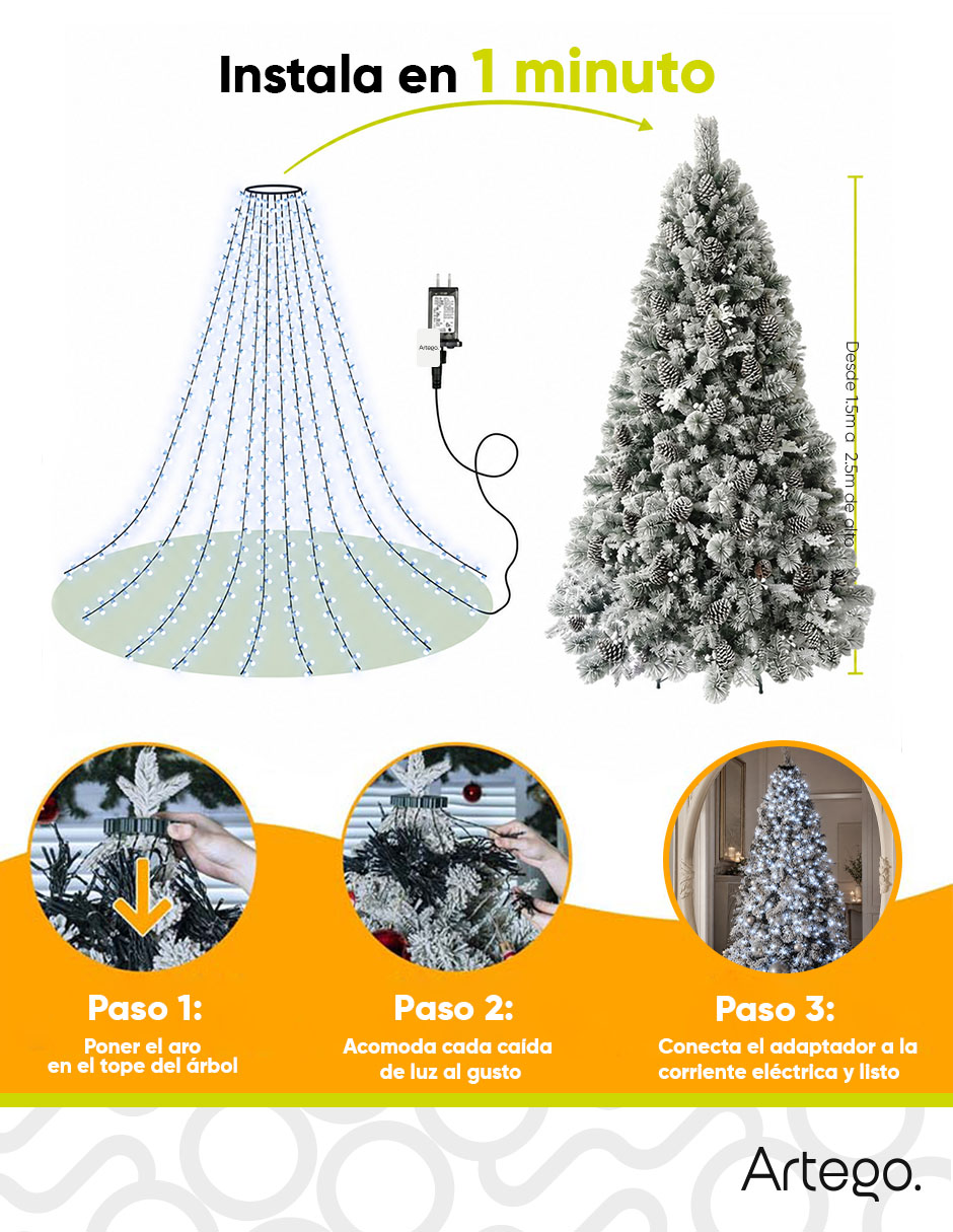 Serie luces led navidad tipo aro christmas string light con 400 focos 3